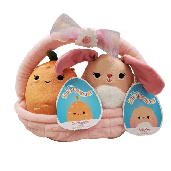 Squishmallow Easter Basket Caroleena Carrot and Brinkley Bunny Squishmallows - Picture 1 of 10